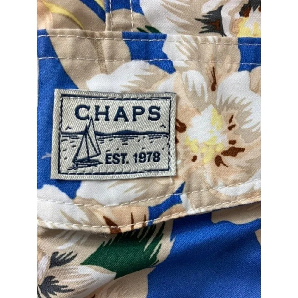 Mens Chaps Hawaiian Swim Shorts Blue Cream‎ XXL